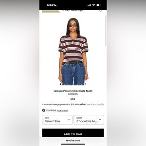 Lioness Chocolate and Cream Striped Polo